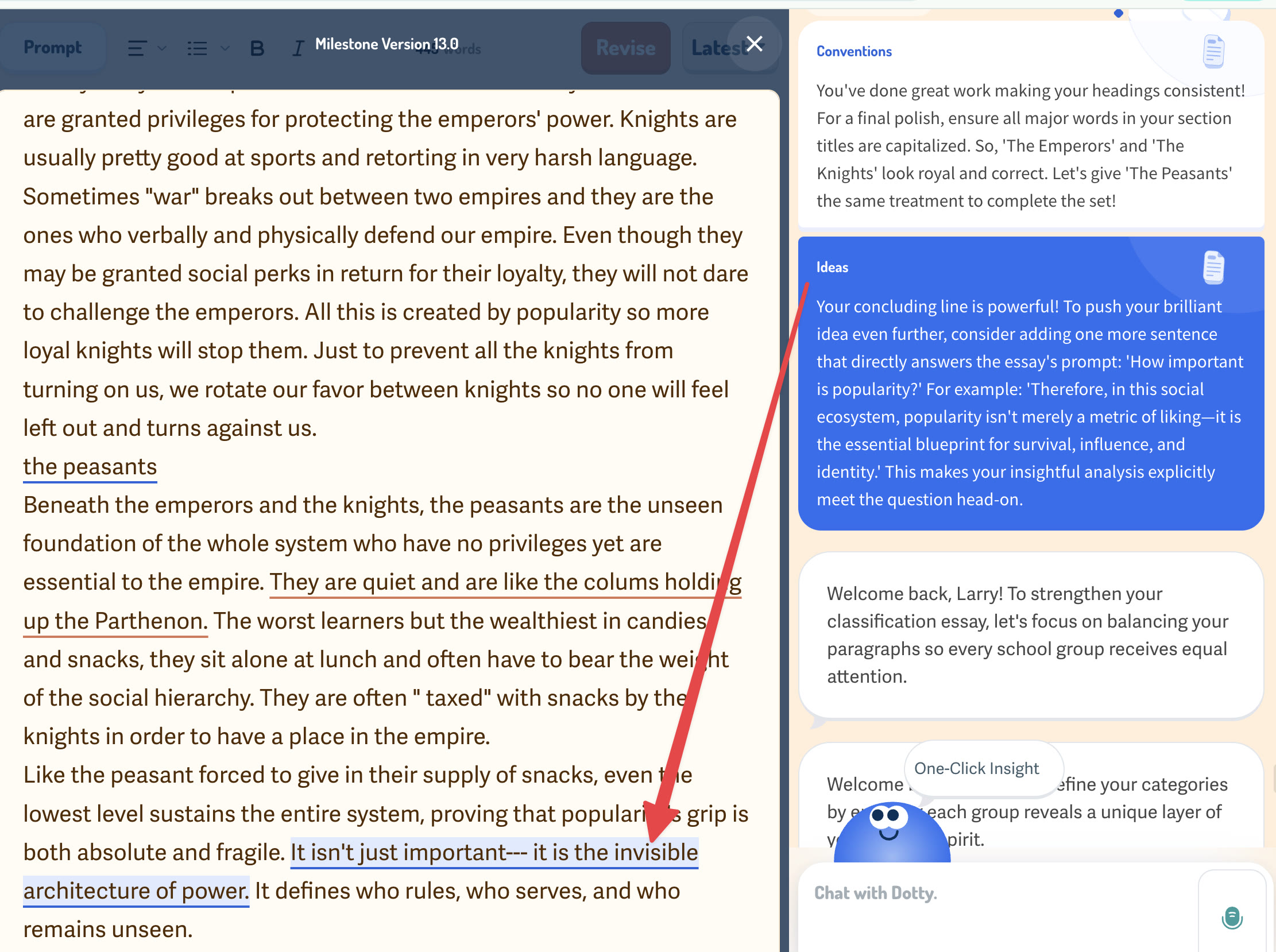 V13 — Dotty AI chat coaching conventions