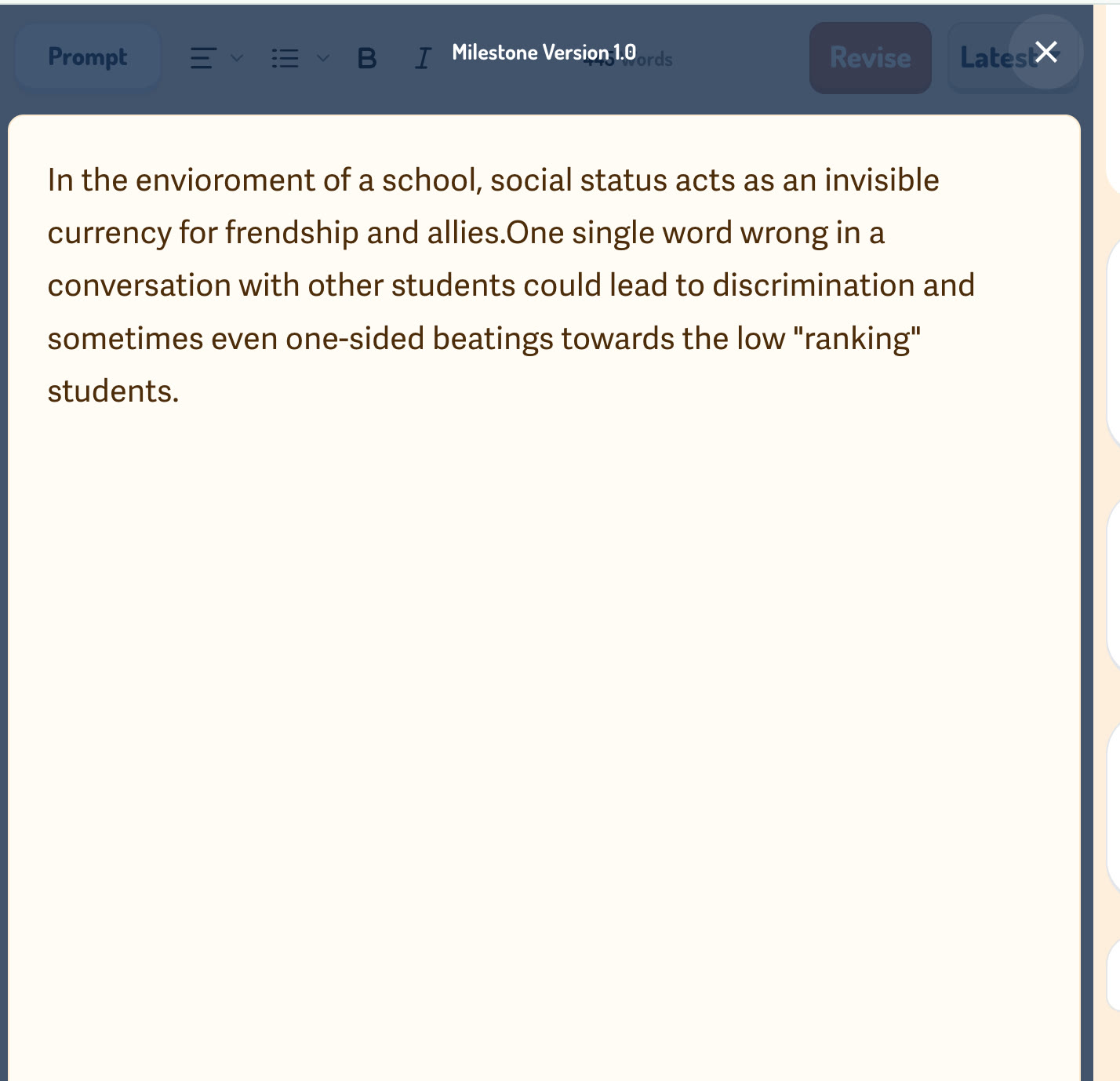 V1 Draft — first rough paragraph with misspellings